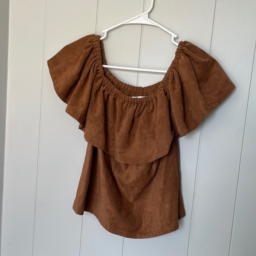 Suede off the shoulder blouse